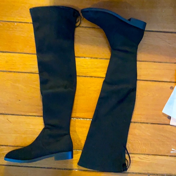 NWT Brand New Stuart Weitzman Black Suede Over-the-Knee Boots 9M - Picture 1 of 8